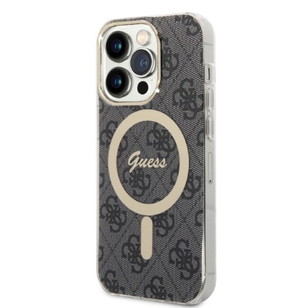 Set Guess GUBPP14LH4EACSK Case+ Charger iPhone 14 Pro 6.1  black/black hard case 4G Print MagSafe 1