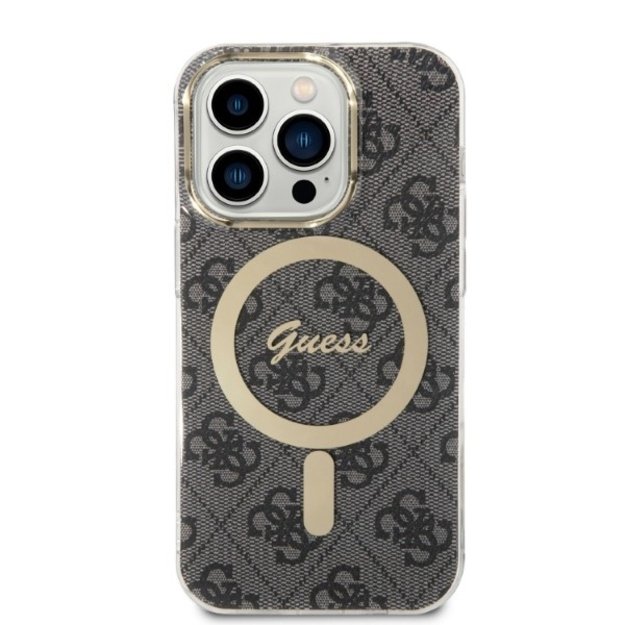 Set Guess GUBPP14LH4EACSK Case+ Charger iPhone 14 Pro 6.1  black/black hard case 4G Print MagSafe 2