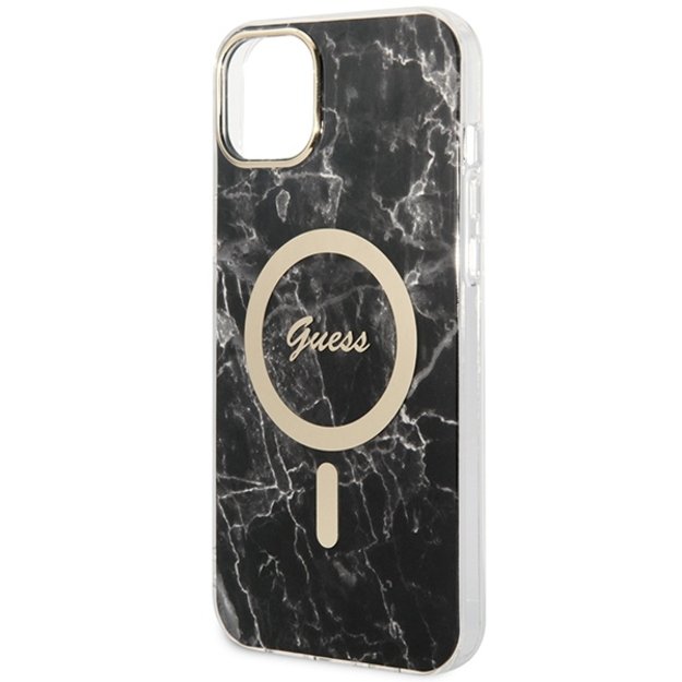 Set Guess GUBPP14MHMEACSK Case+ Charger iPhone 14 Plus 6.7  black/black hard case Marble MagSafe 5