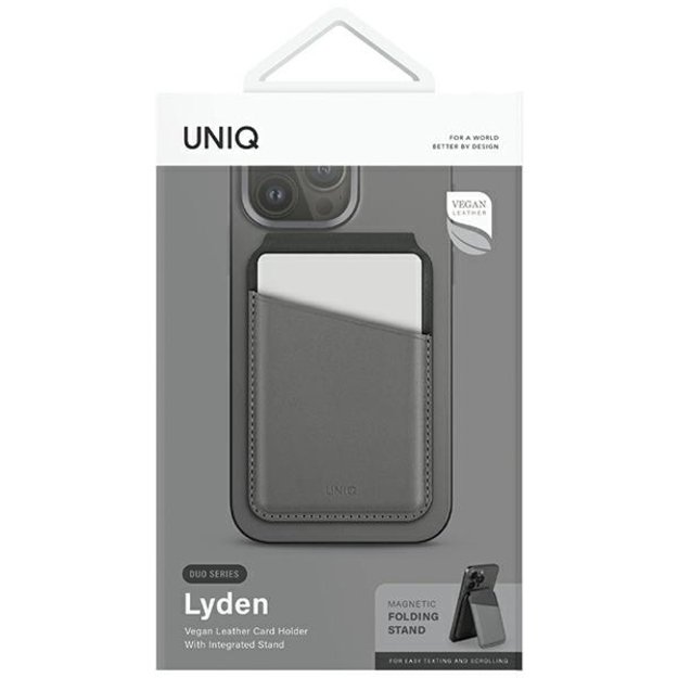 Uniq Lyden DS magnetic RFID wallet with phone stand - gray and black 5