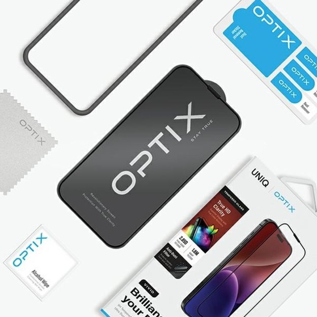 Uniq Optix Vivid glass for iPhone 15 / 14 Pro with applicator 4