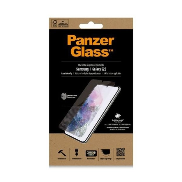 PanzerGlass E2E Microfracture antibacterial glass for Samsung Galaxy S22 - with black frame 3