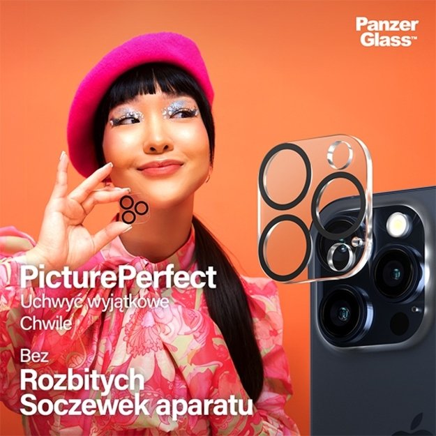 PanzerGlass Picture Perfect Camera Protection for iPhone 15 Pro / 15 Pro Max - with Black Frame 3