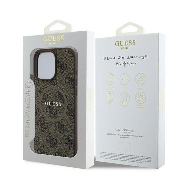 Guess 4G Ring Classic Logo MagSafe iPhone 16 Pro Case - Brown 7
