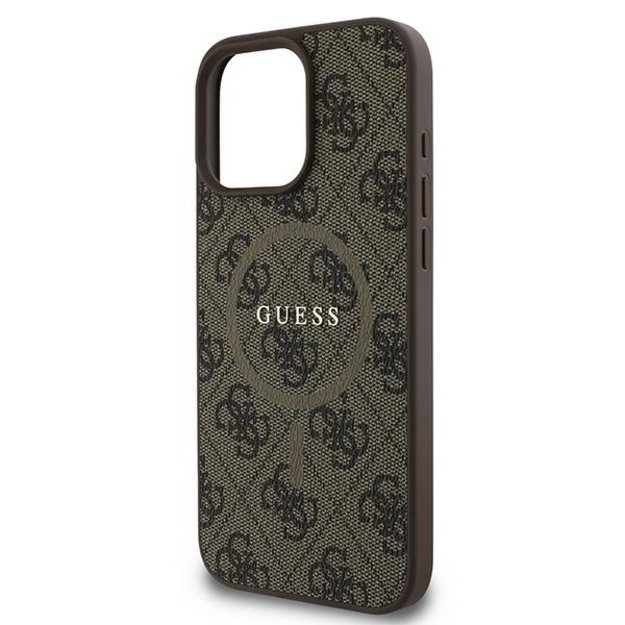 Guess 4G Ring Classic Logo MagSafe iPhone 16 Pro Case - Brown 5
