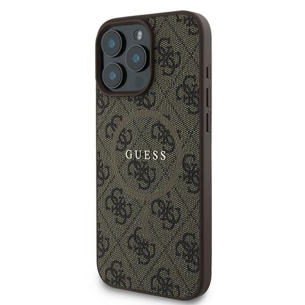 Guess 4G Ring Classic Logo MagSafe iPhone 16 Pro Case - Brown 1