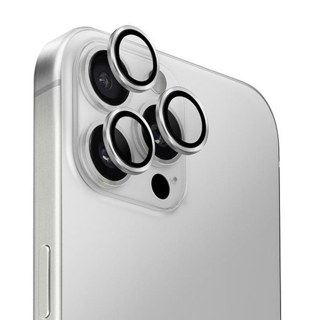 Uniq Optix Aluminum Camera Lens Protector iPhone 16 Pro 6.3&quot  / 16 Pro Max 6.9&quot  sterling silver camera lens glass with applicator