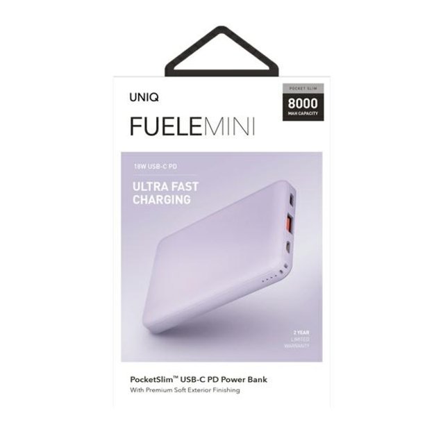 Powerbank Uniq Fuele mini 8000mAh USB-C 18W PD Fast charge - lavender 8
