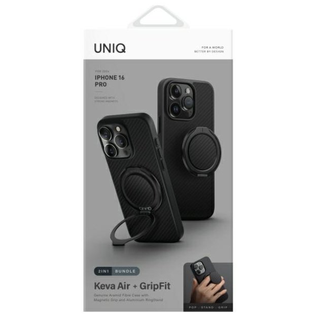 Uniq Keva Air iPhone 16 Pro 6.3&quot  Magclick Charging Case Black/Carbon Black 1