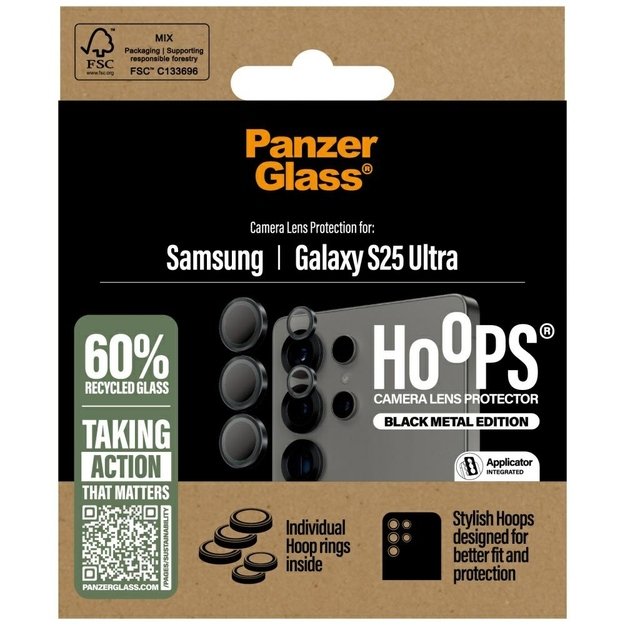 PanzerGlass Hoops Lens Protector Tempered Glass for Samsung Galaxy S25 Ultra Black 3