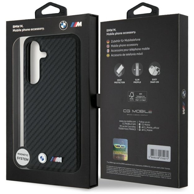 BMW Leather Carbon MagSafe Case for Samsung Galaxy S25+ - Black 7