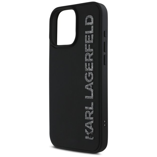 Karl Lagerfeld HC 3D Rubber Elongated Glitter iPhone 16 Pro Case - Black 5