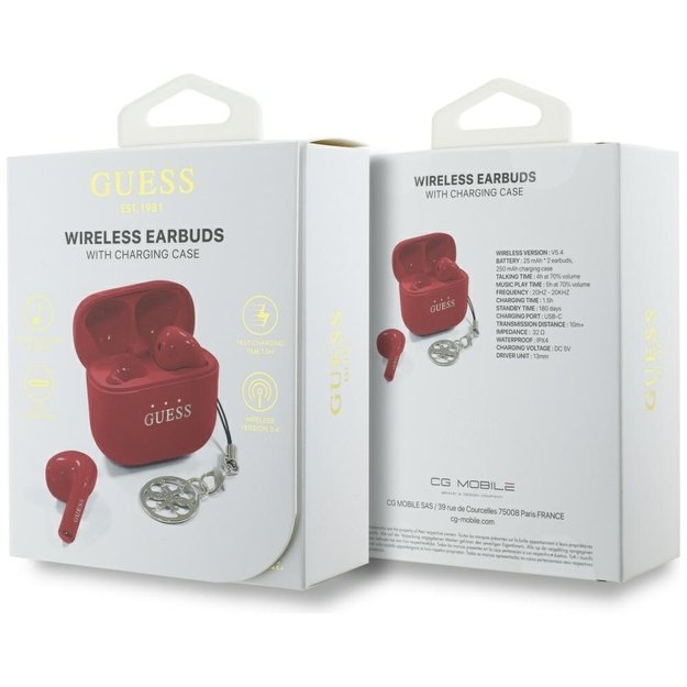 Guess Glossy Effect Printed Classic Logo &amp  Charm TWS headphones - red 5
