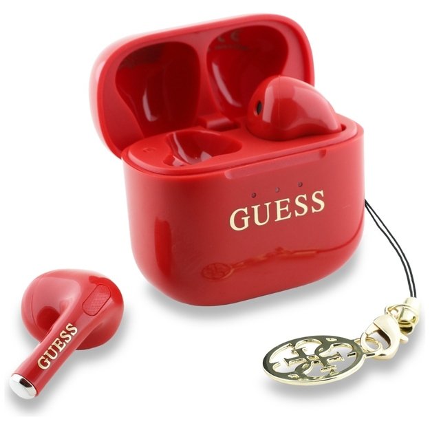Guess Glossy Effect Printed Classic Logo &amp  Charm TWS headphones - red 1