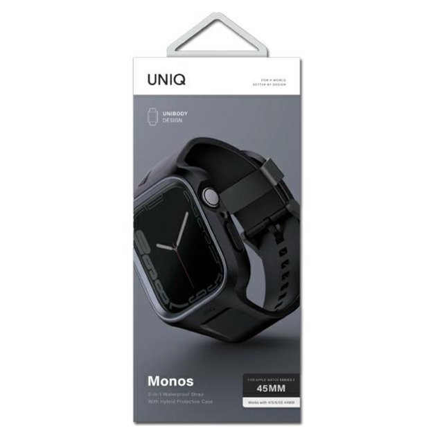 Uniq Monos 2 in 1 Strap + Case for Apple Watch 45/44mm - Black 3