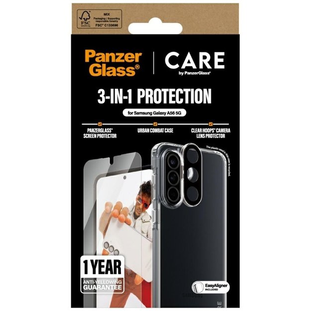 CARE by PanzerGlass Flagship 3in1 Case+Glass+Lens for Samsung Galaxy A56 5G - transparent 3