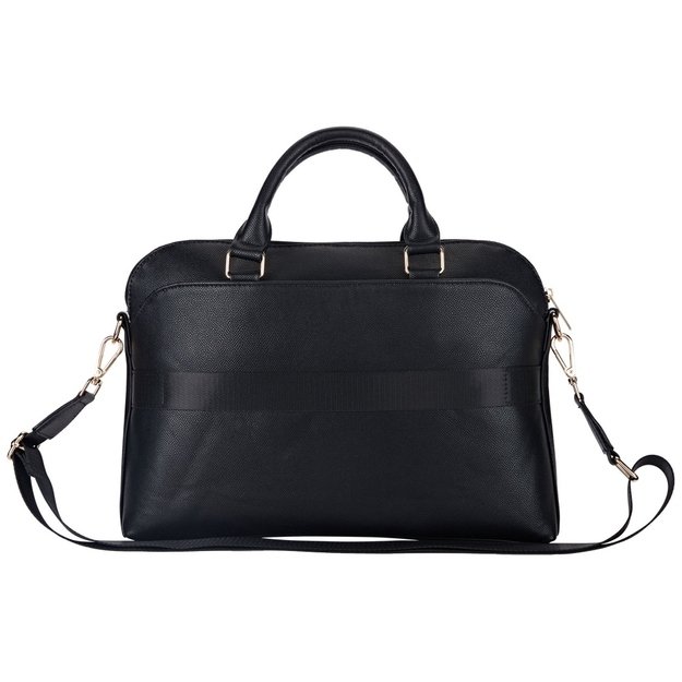 Guess Grained Zipper Pocket Triangle Logo 15&quot  Laptop Bag - Black 1