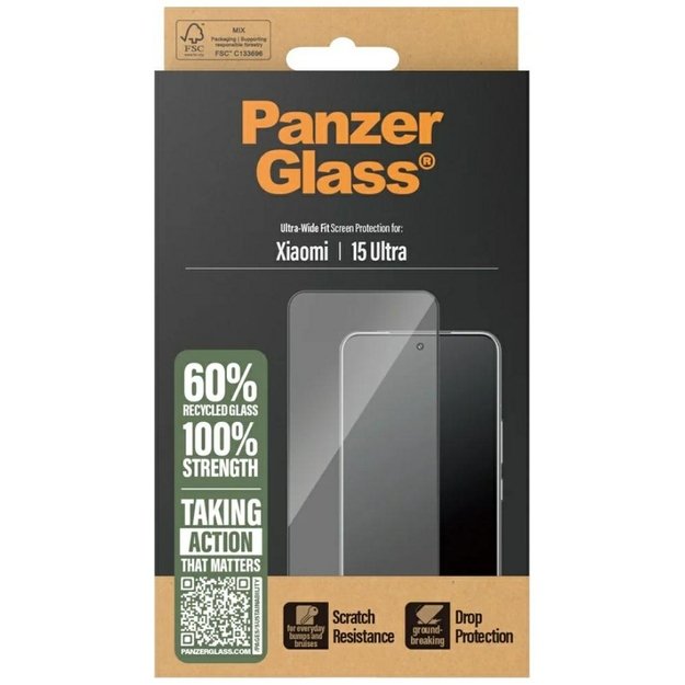 PanzerGlass Ultra-Wide Fit Tempered Glass w. Black Frame for Xiaomi 15 Ultra 3