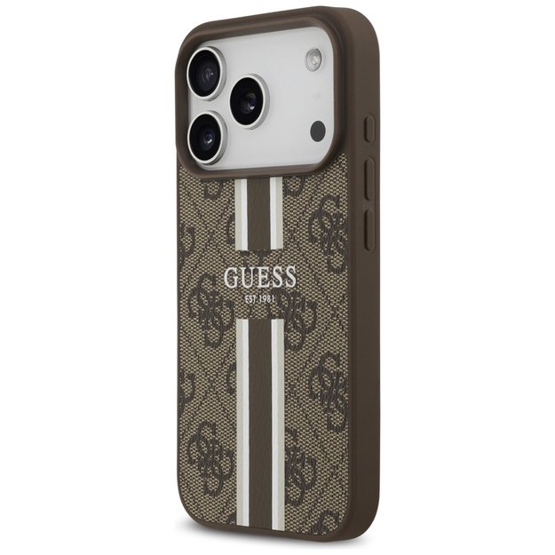 Guess 4G Printed Stripes MagSafe case for iPhone 17 Pro - brown 1