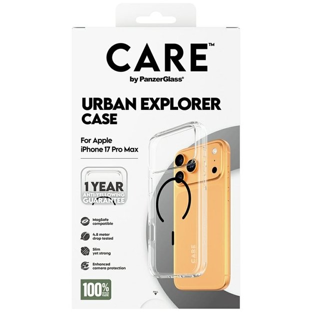 CARE by PanzerGlass Flagship Urban Explorer Case w. Black MagSafe for iPhone 17 Pro Max - Transparent 4
