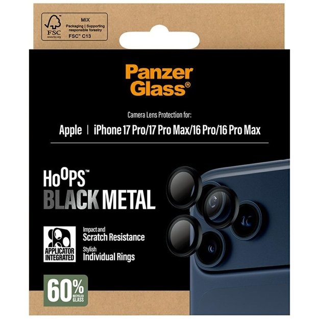 PanzerGlass Hoops Tempered Glass Lens Screen Protector for iPhone 17 Pro / 17 Pro Max / 16 Pro / 16 Pro Max Black 4