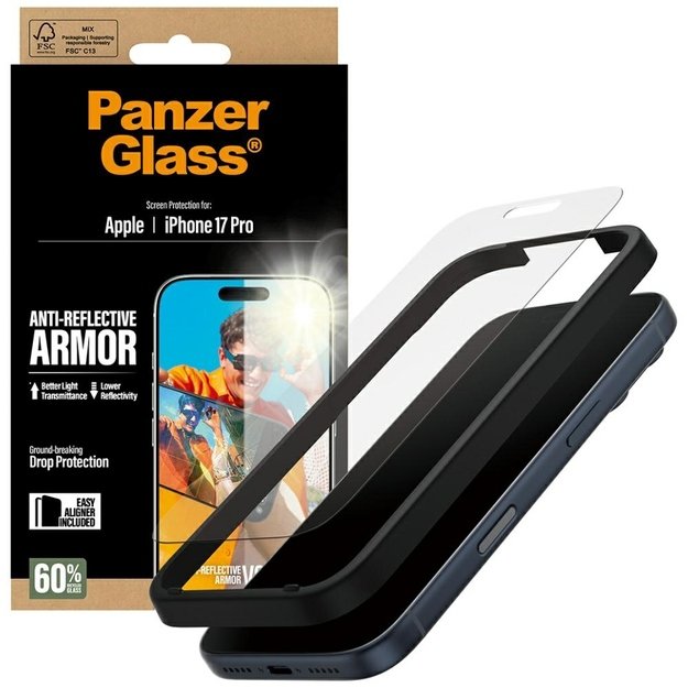 PanzerGlass Armor Anti-Reflective EasyAligner Tempered Glass for iPhone 17 Pro 3