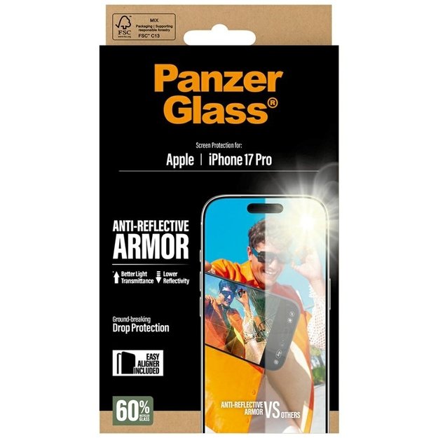 PanzerGlass Armor Anti-Reflective EasyAligner Tempered Glass for iPhone 17 Pro 4
