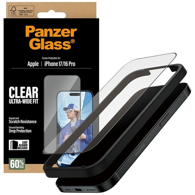 PanzerGlass Ultra-Wide Fit EasyAligner Tempered Glass for iPhone 17 / 16 Pro 3
