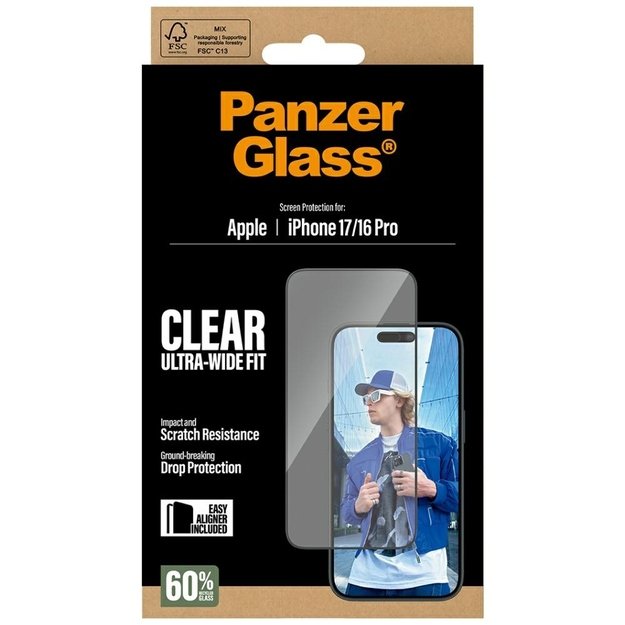 PanzerGlass Ultra-Wide Fit EasyAligner Tempered Glass for iPhone 17 / 16 Pro 4