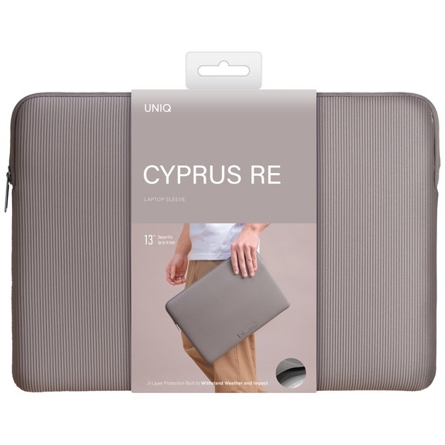 Uniq Cyprus Ridge Edition Laptop Sleeve for 14&quot  laptops, water-resistant neoprene - gray 6