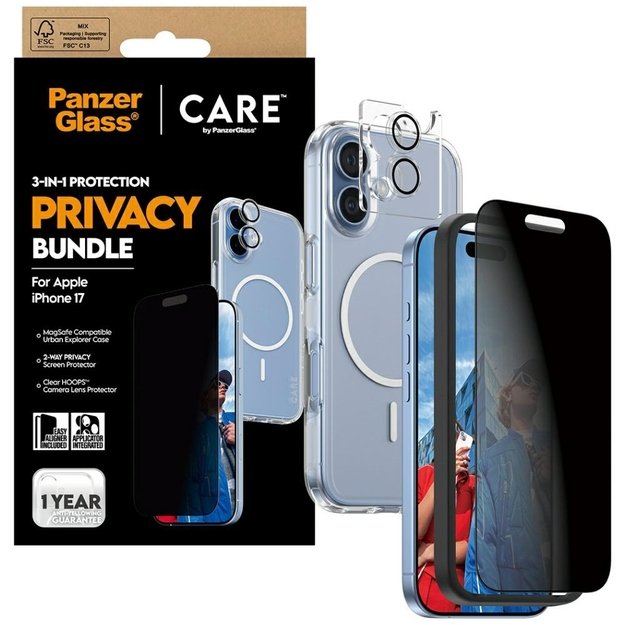 CARE by PanzerGlass Flagship Privacy 3-in-1 Case + Privacy Glass + Lens for iPhone 17 4
