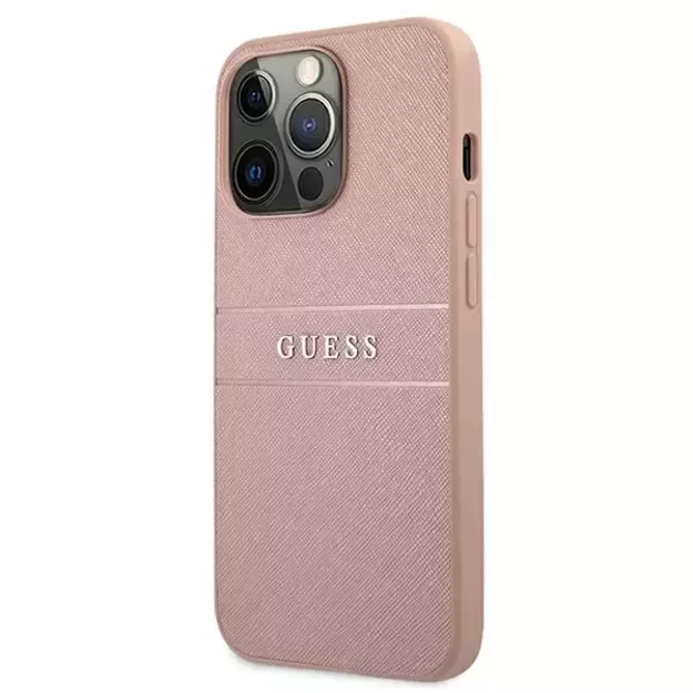 Guess GUHCP13XPSASBPI iPhone 13 Pro Max 6.7&quot  pink/pink hardcase Saffiano Stripe 1