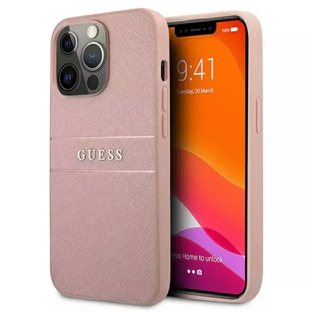 Guess GUHCP13XPSASBPI iPhone 13 Pro Max 6.7&quot  pink/pink hardcase Saffiano Stripe