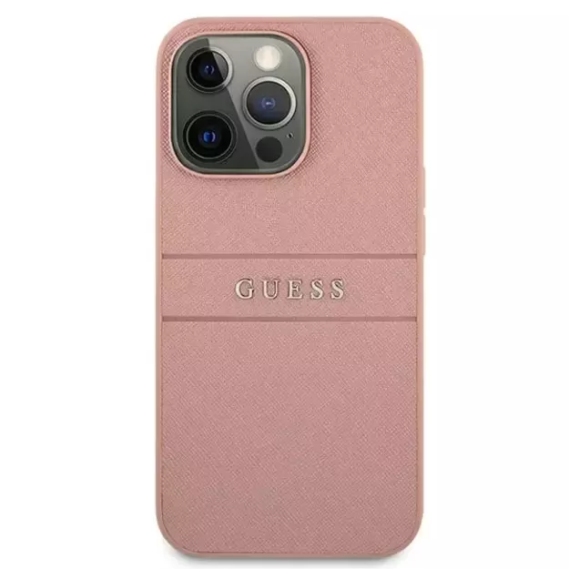 Guess GUHCP13XPSASBPI iPhone 13 Pro Max 6.7&quot  pink/pink hardcase Saffiano Stripe 2