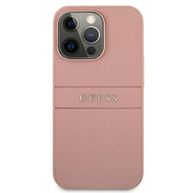Guess GUHCP13XPSASBPI iPhone 13 Pro Max 6.7&quot  pink/pink hardcase Saffiano Stripe 9