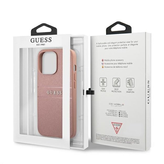 Guess GUHCP13XPSASBPI iPhone 13 Pro Max 6.7&quot  pink/pink hardcase Saffiano Stripe 14