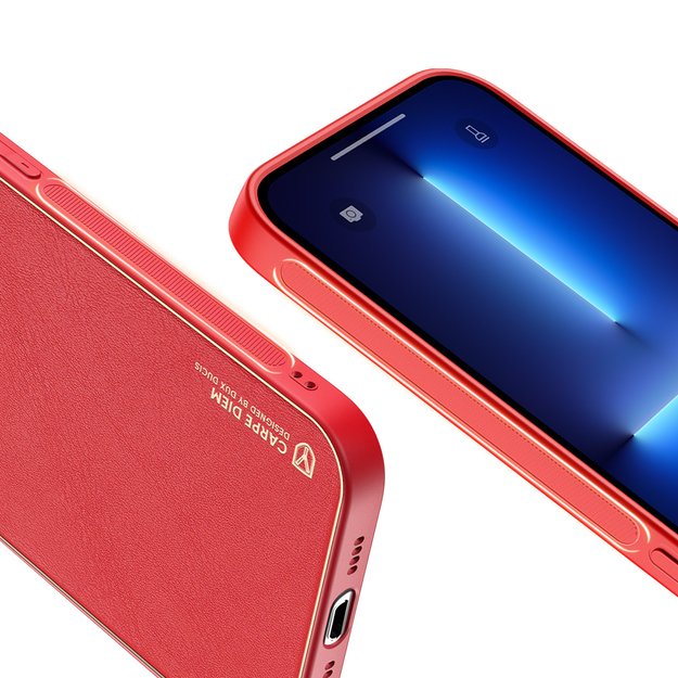 Dux Ducis Yolo elegant case made of soft TPU and PU leather for iPhone 13 Pro Max red 5