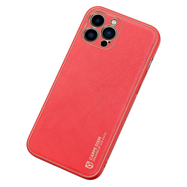 Dux Ducis Yolo elegant case made of soft TPU and PU leather for iPhone 13 Pro Max red 1