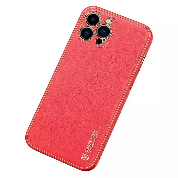 Dux Ducis Yolo elegant case made of soft TPU and PU leather for iPhone 13 Pro Max red 24