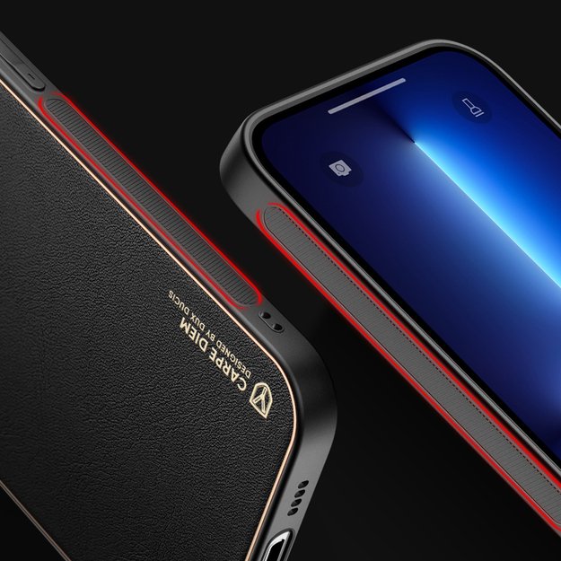 Dux Ducis Yolo elegant case made of soft TPU and PU leather for iPhone 13 Pro Max red 20