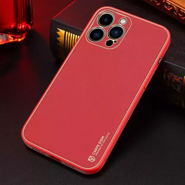 Dux Ducis Yolo elegant case made of soft TPU and PU leather for iPhone 13 Pro Max red 45
