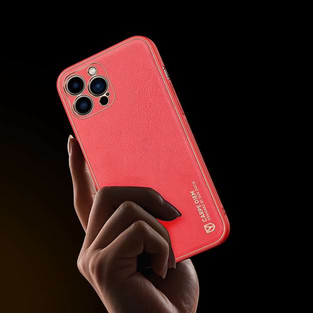 Dux Ducis Yolo elegant case made of soft TPU and PU leather for iPhone 13 Pro Max red 6