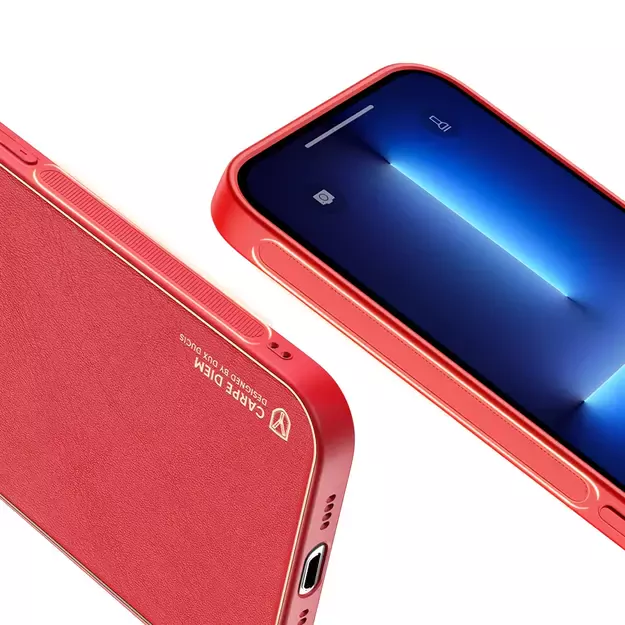 Dux Ducis Yolo elegant case made of soft TPU and PU leather for iPhone 13 Pro Max red 28