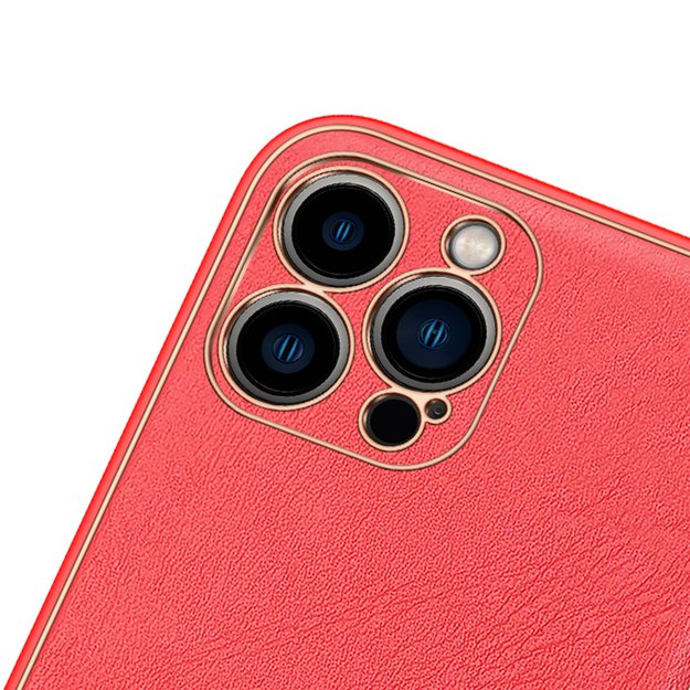 Dux Ducis Yolo elegant case made of soft TPU and PU leather for iPhone 13 Pro Max red 2