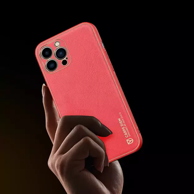 Dux Ducis Yolo elegant case made of soft TPU and PU leather for iPhone 13 Pro Max red 29