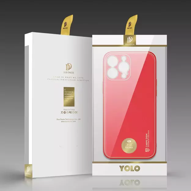 Dux Ducis Yolo elegant case made of soft TPU and PU leather for iPhone 13 Pro Max red 27