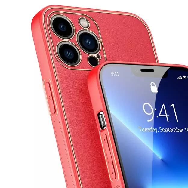 Dux Ducis Yolo elegant case made of soft TPU and PU leather for iPhone 13 Pro Max red 26