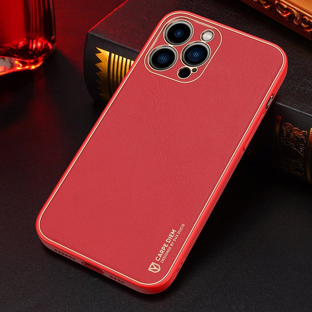 Dux Ducis Yolo elegant case made of soft TPU and PU leather for iPhone 13 Pro Max red 22