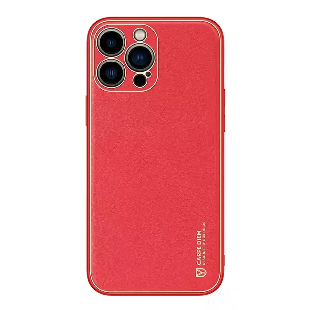 Dux Ducis Yolo elegant case made of soft TPU and PU leather for iPhone 13 Pro Max red 35