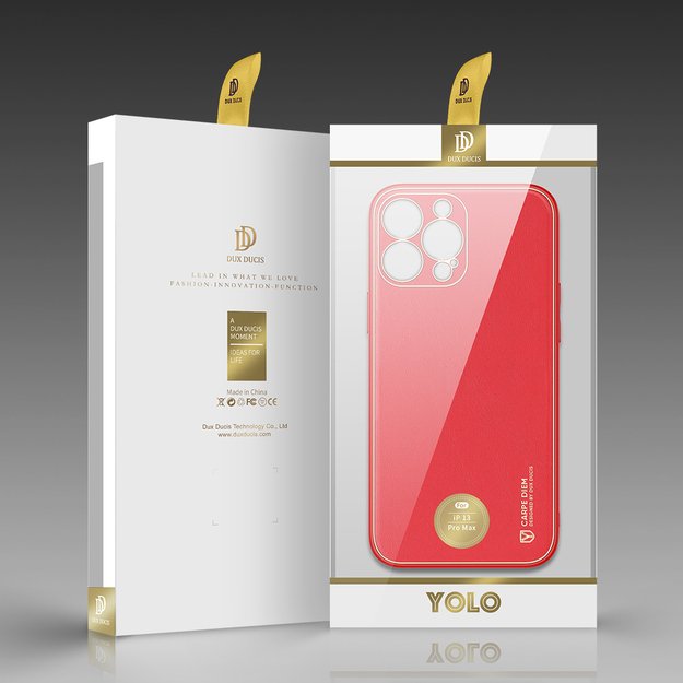Dux Ducis Yolo elegant case made of soft TPU and PU leather for iPhone 13 Pro Max red 4